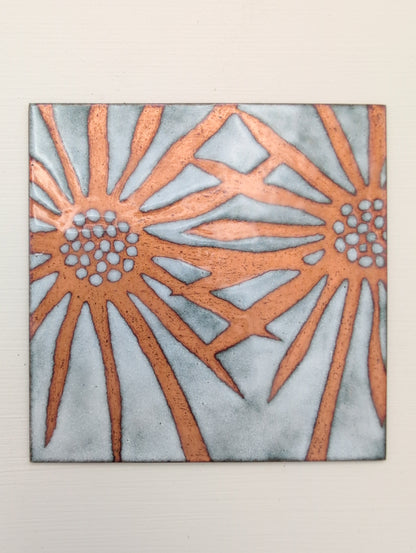 Small enamel panel - two flowers