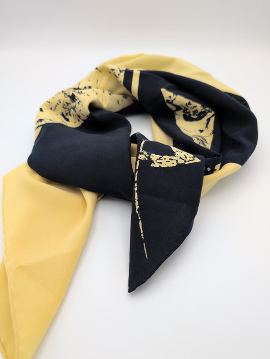 'Zedar' navy & gold silk scarf