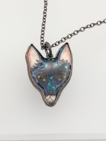 Enamel wolf pendant