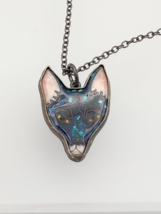 Enamel wolf pendant