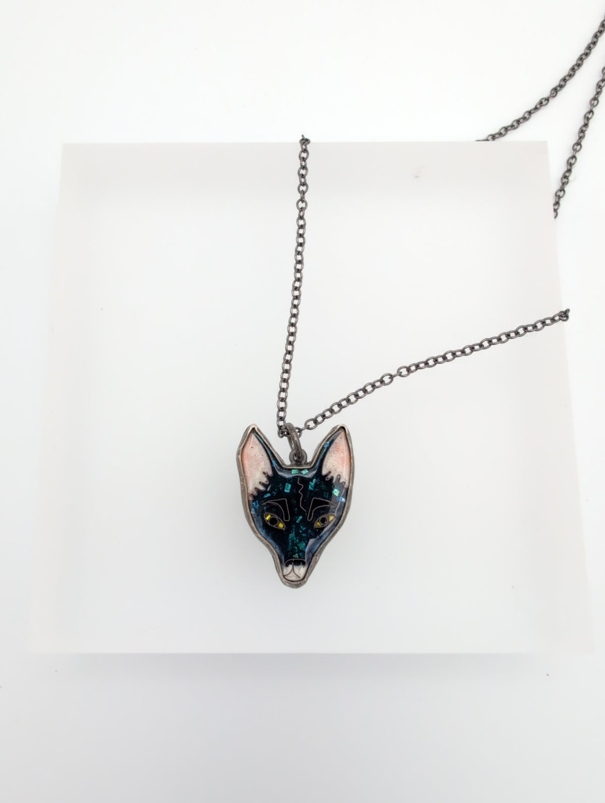 Enamel wolf pendant