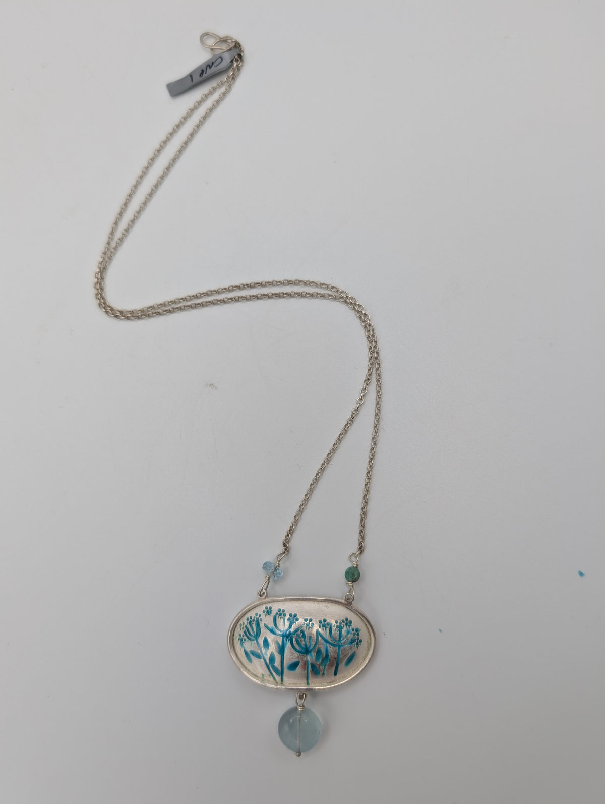 Silver & enamel agapanthus necklace