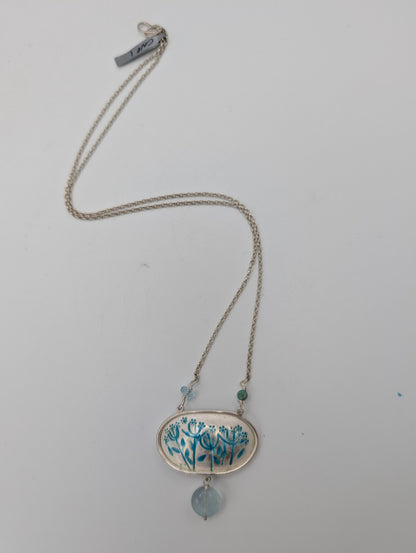 Silver & enamel agapanthus necklace