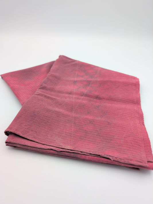 Cochineal & indigo shibori dyed vintage silk scarf