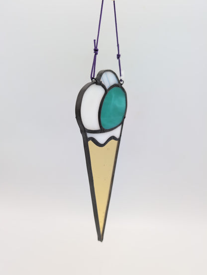 Stained Glass Ice Cream Cone Suncatchers