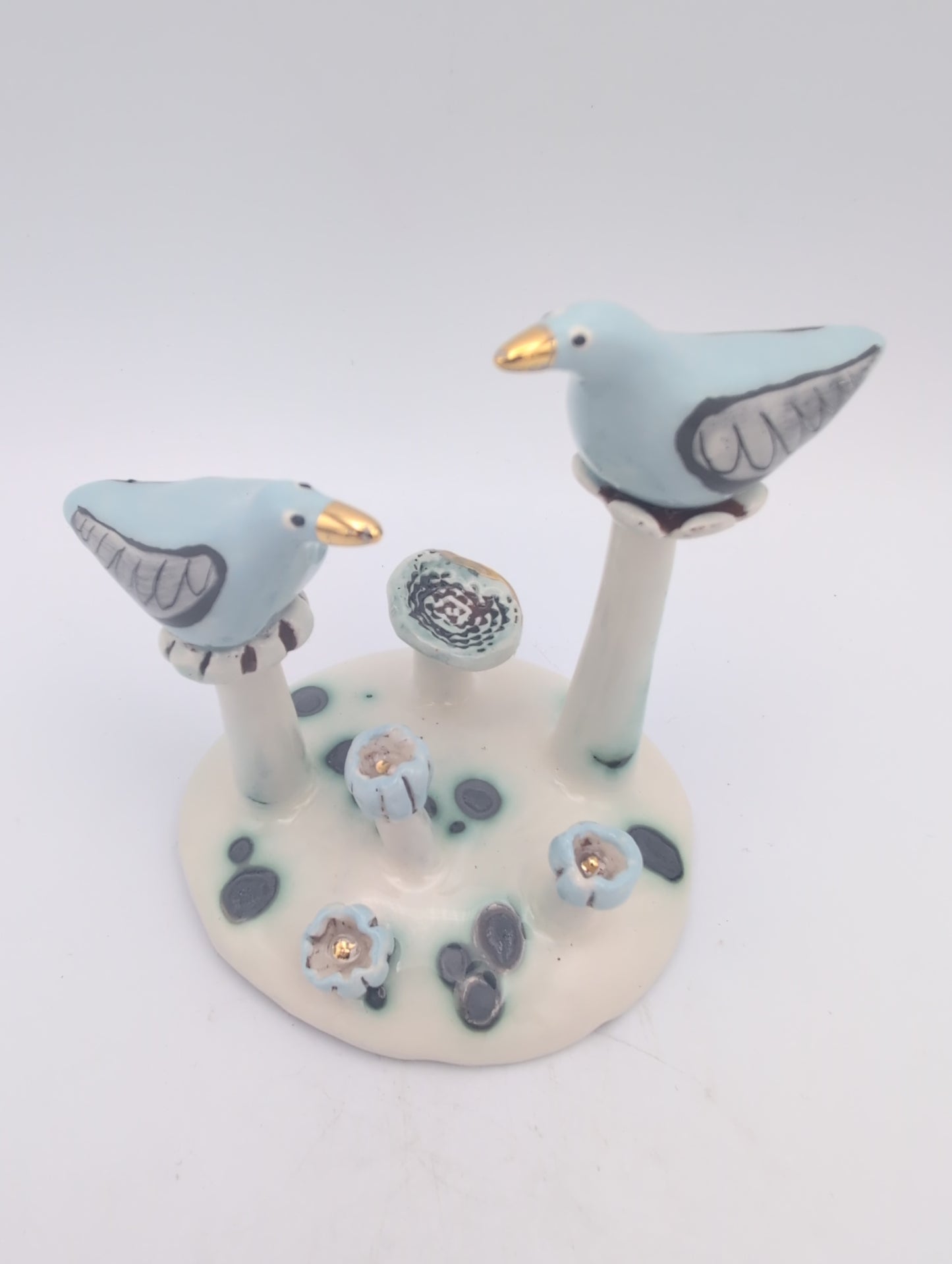 "Turquoise Birds" small sculpture