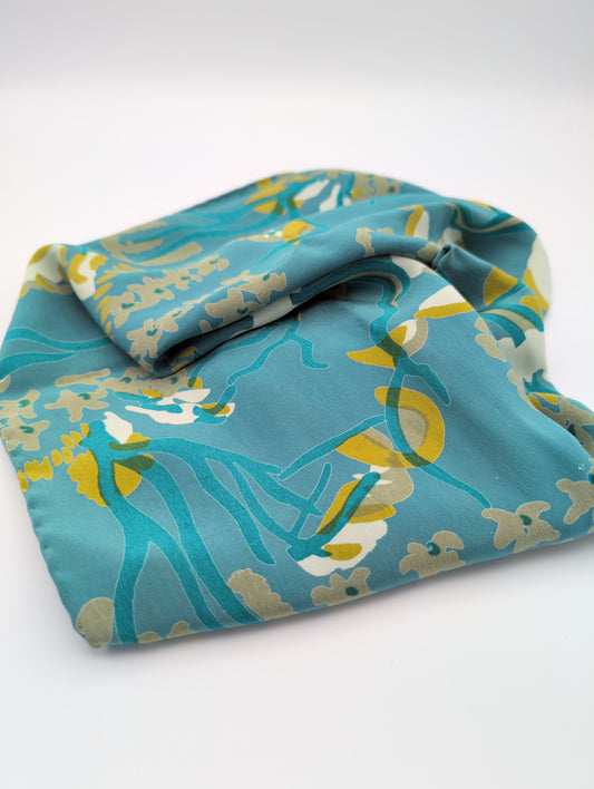 Crysede drift valley green silk scarf