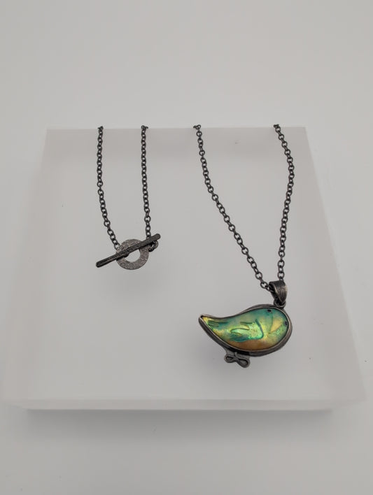Enamel bird pendant