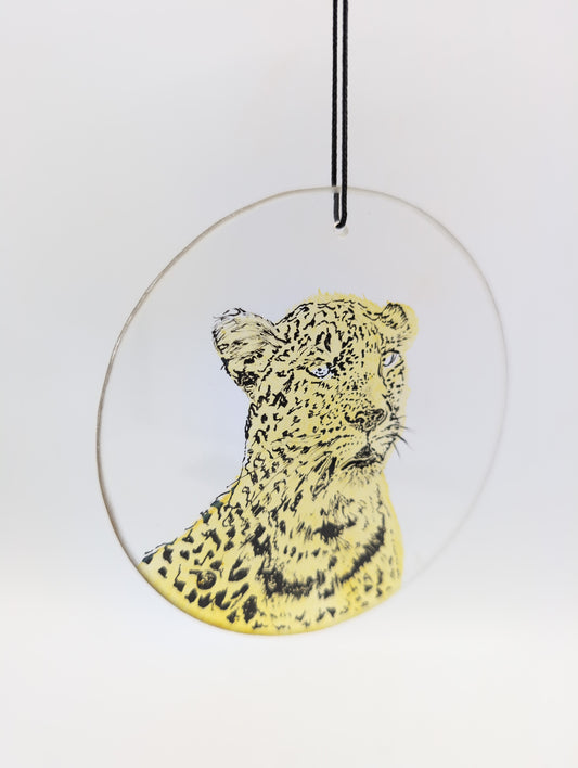 Mini glass painting - leopard