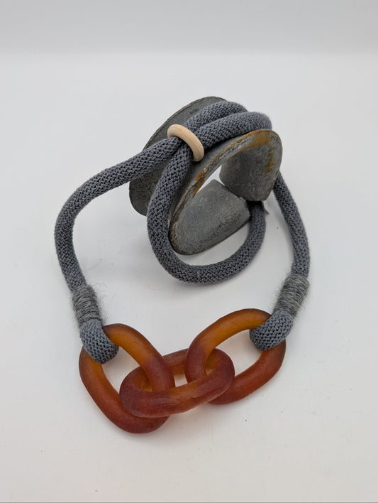3 link mooring necklace - rust