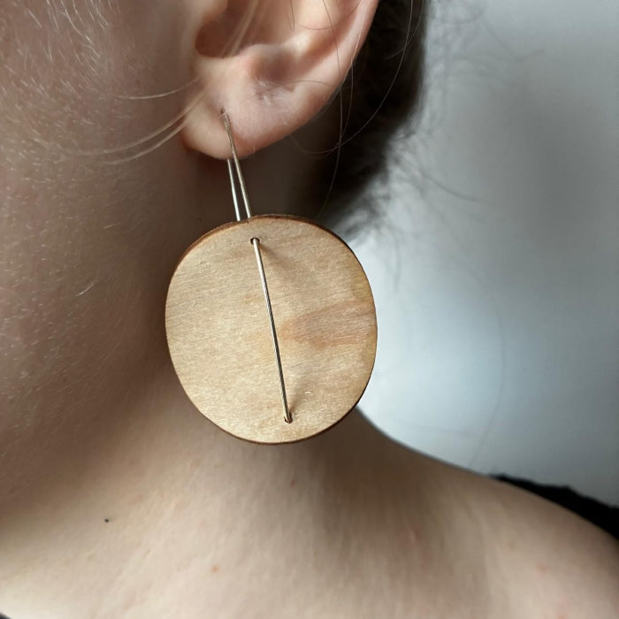 Circular Birch Plywood Earrings
