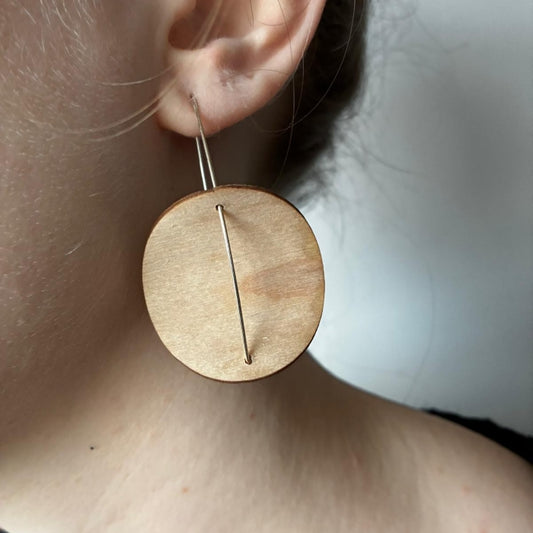 Circular Birch Plywood Earrings