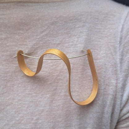 Wave Brooch.  Birch Plywood and unhallmarked silver wire.